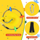 Tree Swing Rainbow Climbing Rope, Heavy Duty Swing Disc Seat Replacement for Kids with Hanging Strap and Platform Carabiners Indoor/Outdoor Playground Accessories (Yellow) by TinyTreasures Baby Boutique