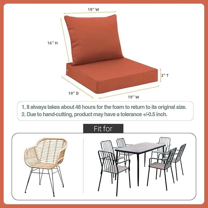 Favoyard Outdoor Seat Cushion Set 19 x 19 Inch Waterproof & Fade Resistant Patio Furniture Cushions with Removable Cover Deep Seat & Back Cushion with Handle and Adjustable Straps for Chair Sofa Couch, photo 2 of 6