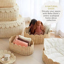 BEBE BASK Premium Scalloped Basket Set Of 2 - Scallop Basket - 16 x 10 x 7 Inch - Hand-Woven Elegant Wicker With Scalloped Edge - Nursery Storage (Natural) by GreenHaven Gardens