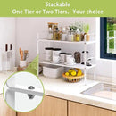 Expandable Cabinet Shelf Organizer Rack, Stackable Kitchen Counter Storage Shelves Stand, Adjustable Height Pantry Shelf Spice Rack (White, 1 Pack) by CozyNest Decor