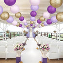 Paper Lanterns Purple Gold Round Hanging Chinese Lanterns for Birthday Baby Shower Bachelorette Party Decorations Pack of 12 by CozyNest Decor