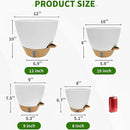 12/10/9/8 inch Self Watering Pots with Visual Water Window, Extra Large Self Watering Plant Pot with Drainage Holes and Saucers, White Flower Pots for Indoor Plants by GreenHaven Gardens