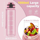 OLDLEY 32 oz Water Bottle, Motivational Water Bottle with Time Marker, Sports Water Bottle With Strap, Leakproof & BPA Free Large Water Bottles for School, Gym, Travel, Outdoor, Tritan,Pink by CozyNest Decor