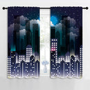 Superhero Rod Pocket Blackout Curtains for Boy Girl Bedroom, Violet Night Sky Buildings Cityscape Home Energy Efficient Light Filtering Window Curtain for Living Room, 42x63 inch by TinyTreasures Baby Boutique