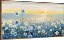 Large Framed Wall Art for Living Room Bedroom Office Decor, Modern Beach Canvas Wall Art Coastal Ocean Nature Blue Artwork Floral Sunrise/Sunset Zen Landscape Flower Wall Picture 48x24“ by CozyNest Decor