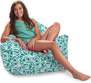 Posh Creations Structured Comfy Bean Bag Chair for Gaming, Reading, and Watching TV, Malibu Lounge, Canvas - Roses Mint by TinyTreasures Baby Boutique