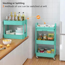 Calmootey 3-Tier Rolling Utility Cart with Drawer,Multifunctional Storage Organizer with Plastic Shelf & Metal Wheel,Storage Cart for Kitchen,Bathroom,Living Room,Office,Green by CozyNest Decor