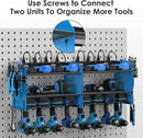 CCCEI Set Power Tool Organizer Wall Mount with Charging Station. Garage 4 Drill Storage Shelf with Hooks, Heavy Duty Metal Tool Battery Charger Organizer. Shop Utility Rack with Power Strip Blue. by GreenHaven Gardens