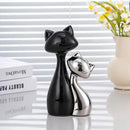 Ceramic Cat Statue Set, Black & Silver Cute Home Decor Figurines, Lucky Cats Desk Accessories for Cat Lovers, Memorial Cats Themed, Modern Collectible Decor for Bookshelf, Living Room by CozyNest Decor