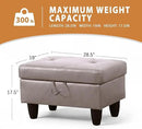 Ottoman Rectangular Storage Ottoman Bench, Faux Leather Footrest, Coffee Table, Stool Footstool with Hinged Lid for Living Room, Bedroom, Entryway, Champagne, 28.5"x19"x17.5" by CozyNest Decor