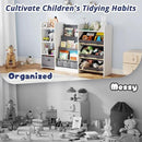 Kids Toy Book Storage Organizer - Large Bookshelf with 7 Removable Bins, Baby Bookshelf and Toy Storage, 4-Tier Book Shelf for Kids Room, Playroom, Classroom, 51 inch, White by CozyNest Decor