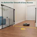 Cumbor 34" Extra Tall No Bottom Bar Baby Gate for Stairs, Auto Close Dog Gate Indoor for Larger Pets, 31.6-48" Hardware Mounted Safety Gate for Doorways, Wide Walk Thru Door for Easy Access (Black) by TinyTreasures Baby Boutique