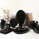 vicrays Serving Platter Ceramic Tray Plates Extra Large Oval 14.5 Inch Porcelain Dinner Plates Long Serving Dish Set Entertaining Party Restaurant Food Meat Sushi Fish Turkey Platter - Black by CozyNest Decor