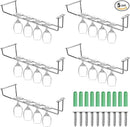 5 Pack Wine Glass Rack Stainless Steel Wine Glass Holder, 14inch Hanging Stemware Rack for Bar Kitchen Cabinet by CozyNest Decor