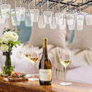 Xverycan Wine Glass Rack Under Cabinet, 8 Row Extreme Large Stemware Hanger, Metal Wine Goblet Holder, DIY Bar Glass Storage Rack for Bar Counter, Kitchen, Screws Included (Black) by CozyNest Decor