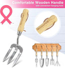 WORKPRO 8-Piece Pink Garden Tool Set, Stainless Steel Gardening Tools with Wood Handle, Including Garden Tote, Gloves, Trowel, Hand Weeder, Cultivator and More, Gardening Gifts For Women - Pink Ribbon by GreenHaven Gardens