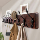 38.6'' Large Coat Rack Wall Mount Coat Hooks Coat Hanger with 10 Metal Black Triple- Hooks Brown Pine Real Wood Plank Hat Rack for Wall Hooks for Hanging Coat Hat Jacket by CozyNest Decor