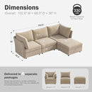 102.6" Modular Sectional Sofa, L Shaped Couch Set for Living Room, 3-Seater Comfy Cloud Couches with Movable Storage Ottoman,DIY Combination - Chenille Beige by CozyNest Decor