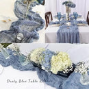 6 Pack Dusty Blue 10FT Cheesecloth Table Runner Rustic Gauze Fabric Cheese Cloth Table Runner for Wedding Bridal Baby Shower Table Decor 20 x 120 Inch Long Boho Sheer Birthday Party Table Decorations by CozyNest Decor