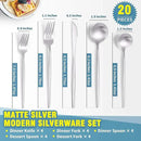 Matte Silverware Set for 4,Modern Stainless Steel Brushed Cutlery Set,20-Pieces Heavy Duty Flatware Set,Knives Spoons and Forks Set Utensils Set, Satin Finish, Dishwasher Safe by CozyNest Decor