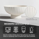 White Ceramic Fluted Decorative Bowl - 8 inch Fruit Footed Bowl for Kitchen Counter, Modern Key Pedestal Ruffle Bowl for Entryway Table & Home Organization-Fits Bread, Fruits, Salad or Popcorn by CozyNest Decor