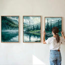 Tinonedraw Large Nature Forest Framed Canvas Wall Art Set, Boho Mountains Calming Lake Wall Decor, Green Pine Trees Artwork, Northern Wilderness Art Painting for Living Room Bedroom Office 16"x24"x3 by CozyNest Decor