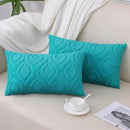 decorUhome Fall Throw Pillow Covers 12x20 Inch Set of 2, Soft Plush Decorative Faux Fur Teal Solid Couch Pillow Covers, Accent Farmhouse Neutral Lumbar Euro Pillow Cases for Sofa Bed Living Room by CozyNest Decor