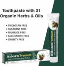 Herbodent® Premium Toothpaste - 5.82 Oz Pack of 2 | 21 Herbs for Strong Teeth & Healthy Gums- Neem, Clove, Cinnamon, Cardamom with Natural Mouthwash-No Paraben, No Fluoride, No Saccharin, No Triclosan by CozyNest Decor
