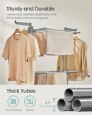 SONGMICS Clothes Drying Rack 3-Tier, Foldable Laundry Drying Rack 58.3-Inch Tall, Stainless Steel, Rolling Clothes Horses, Clothes Airer, Indoor Outdoor Use, Dove Gray ULLR702G01 by TinyTreasures Baby Boutique