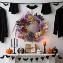 GarveeHome 18 Inch Halloween Wreath, Halloween Garland with Artificial Roses & Spiders, Indoor Outdoor Holiday Accent Decoration for Front Door Porch Wall Home Party Window, Red & Purple by CozyNest Decor