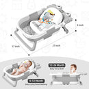 Collapsible Baby Bathtub for Newborns to Toddler with Real-time Temp Monitor & Floating Cushion,Portable Travel Tub for 0-36 Month, Foldable Baby Bath Tub for Infants Boy (Grey) by TinyTreasures Baby Boutique