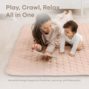 Comfy Cubs Square Kids Play Mat - 56 x 56 inches Soft Quilted Baby Floor Mat with Non-Slip Bottom - Plush Design for Toddlers' Playtime and Relaxation - Comfortable and Durable - Blush by TinyTreasures Baby Boutique