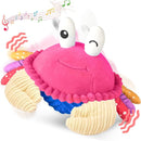 Pink Crawling Crab Baby Toy - Rechargeable Musical Plush Toys with 40 Songs & Voice Recorder, Sensory Toy for Infant Tummy Time, Soft Toy for 12-18 Months Girl, Gift for Toddlers 1-3 by TinyTreasures Baby Boutique