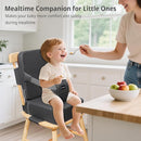 Toddler Booster Seat for Kitchen Chair, 2-in-1 Dining Table Booster Seat with Backrest & Adjustable Straps – Easy-Clean, PU Portable Toddler Eating Travel Increasing Cushion - Dark Grey by TinyTreasures Baby Boutique