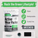 Rockin' Green Laundry Detergent Pods, Plant-based, All Natural, Vegan & Biodegradable Odor Fighter, Safe for Sensitive Skin (Unscented, Active Wear 40 Pods) by TinyTreasures Baby Boutique