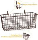 2 Sets Extra Large Hanging Wall Basket, Brown Metal Wire Baskets with Steel Hooks for Organizing, WallmountedFruit Vegetable Toy Snack Storage, Home Kitchen Bathroom Laundry Pantry Organizer by GreenHaven Gardens
