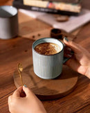 famiware Coffee Mug Set for 4, Star 12 oz Catering Mugs Cup Set with Handle for Coffee, Tea, Cocoa, Milk - Ceramic Stoneware Drinkware Set, Smoky Blue by CozyNest Decor