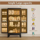 51" Metal Kitchen Pantry Cabinet, Storage Cabinets with 2 Door and 3 Adjustable Shelves, Black Freestanding Food Storage Cabinet, Steel Cupboard for Kitchen Dinning Room by CozyNest Decor