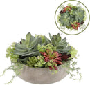 Round Faux Succulent Arrangement, 14" Premium Artificial Indoor Plant Enhances Interior Design, Display on Any Surface in Your Home Adding an Inviting Touch of Nature, Natural Planter Pot Included by GreenHaven Gardens