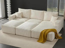 Boneless Sectional Cloud Couch Sofa Bed for Living Room, 112" Modular Modern Lounge 3 Seater Sleeper Beige Couches with Chaise, No Assemble, Cordury Compression Upholstered Sofas by CozyNest Decor