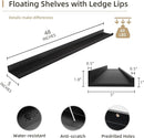 Picture Ledge Shelf, Wood Long Floating Shelves for Wall, Set of 2, 48 inch Picture Ledge Shelves, Photo Ledge Nursery Book Shelves Wall Mounted for Living Room Kids' Room Bedroom, Color Black by TinyTreasures Baby Boutique