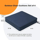 Sunbrella Square Corner Seat Cushions, 18.5" x 16" x 3", Set of 4, Indoor Outdoor Water Repellent Universal Chair Pads with Ties for Patio Furniture, Garden Dining Chairs, Specrtum Indigo by GreenHaven Gardens