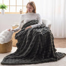 NEWCOSPLAY Faux Fur Twin Blanket Grey Bubble Blanket Thick Warm Soft for Couch Sofa Bed 550GSM (Grey, Twin(60"x80")) by CozyNest Decor