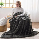 NEWCOSPLAY Faux Fur Throw Blanket Grey Bubble Blanket Thick Warm Soft for Couch Sofa Bed 550GSM (Grey, Throw(50"x60")) by CozyNest Decor