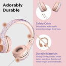 LilGadgets Connect+ Pro Wired Kids Headphones for School w/Microphone, Volume & Noise Reduction Over-Ear Headset w/Cord, SharePort Technology & SoftTouch Padding, Girl Power - Headphones for Kids by TinyTreasures Baby Boutique