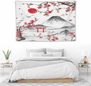 Red Cherry Blossoms Tapestry, Japanese Fuji Mountain Tapestry, Asian Japanese Wall Tapestry, Nature Landscape Tapestries for Bedroom Living Room Decor 90"x60" by CozyNest Decor