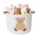 INough Cotton Rope Basket Toy Storage Baskets for kids Laundry Hamper, Gift Basket Empty Baby Shower Baskets with Handles, Cute Bins Blanket Stuffed Animal Storage for Nursery, Living Room Decor, Bear by TinyTreasures Baby Boutique