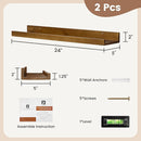 Picture Ledge Wall Shelves 24 inch Width Set of 2, Solid Pine Wood Rustic Floating Ledge Shelves for Wall for Kids' Room Bedroom Kitchen Bathroom Living Room Nursery Display Wall Decor, Walnut by TinyTreasures Baby Boutique
