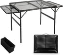Grill Table Folding Table with 2 Wing Panels 3FT+1.4 FT with with 1×2/5 L Storage Bag Mesh Desktop 2 Height Adjustable Portable Grill for Outdoor Indoor Beach BBQ Picnic Travel RV Black by GreenHaven Gardens