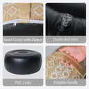 Outdoor Inflatable Ottoman with Air Pump, Embroidery Patio Footrest Stool D21”x H9”, Round Pouf Ottoman with Portable Handle Suitable for Garden, Camping, Bedroom, Living Room by CozyNest Decor